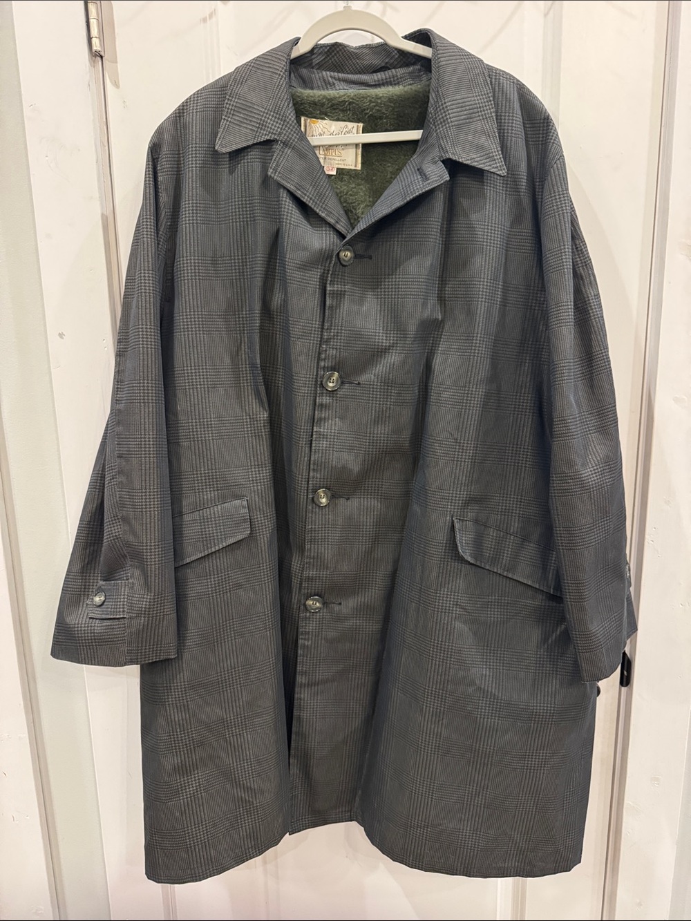 Campus Vintage 60s Men’s Dark Gray Glen Plaid All-Weather Commuter Trench Coat
